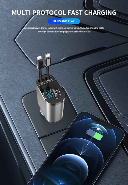 4 IN 1 Retractable Car Charger