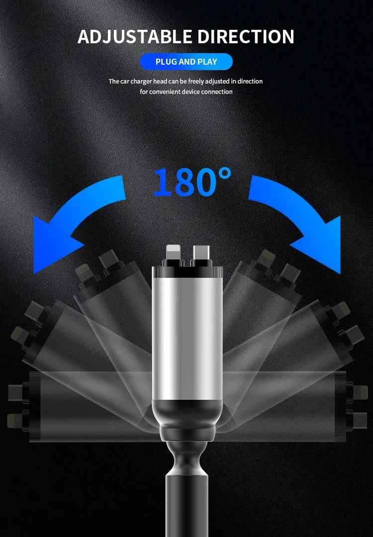 4 IN 1 Retractable Car Charger