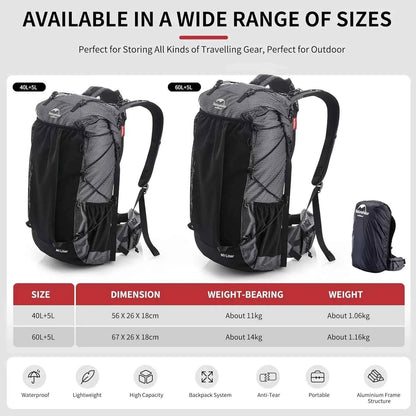 Naturehike Waterproof Mountain Backpack With Rain Cover For Hiking