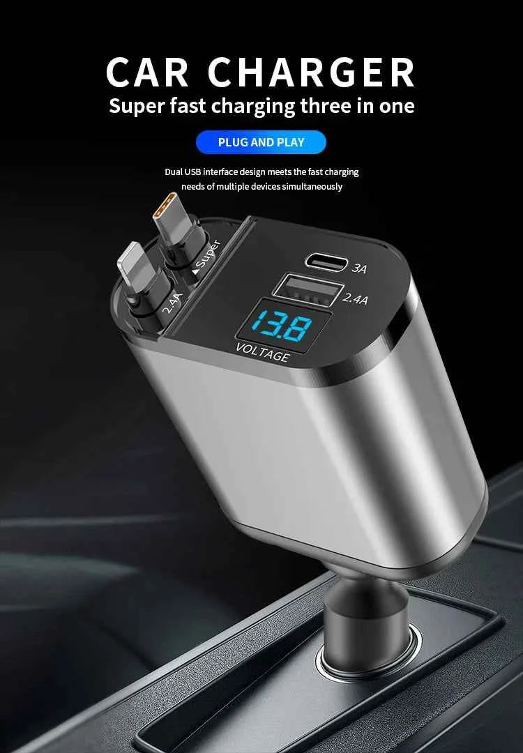 4 IN 1 Retractable Car Charger